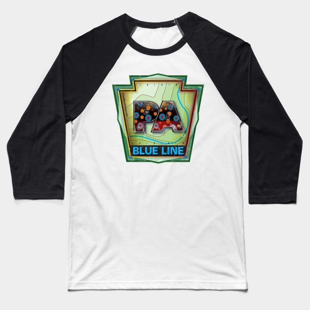 PA Blue Line Native Brook Trout Badge Baseball T-Shirt by fishweardesigns